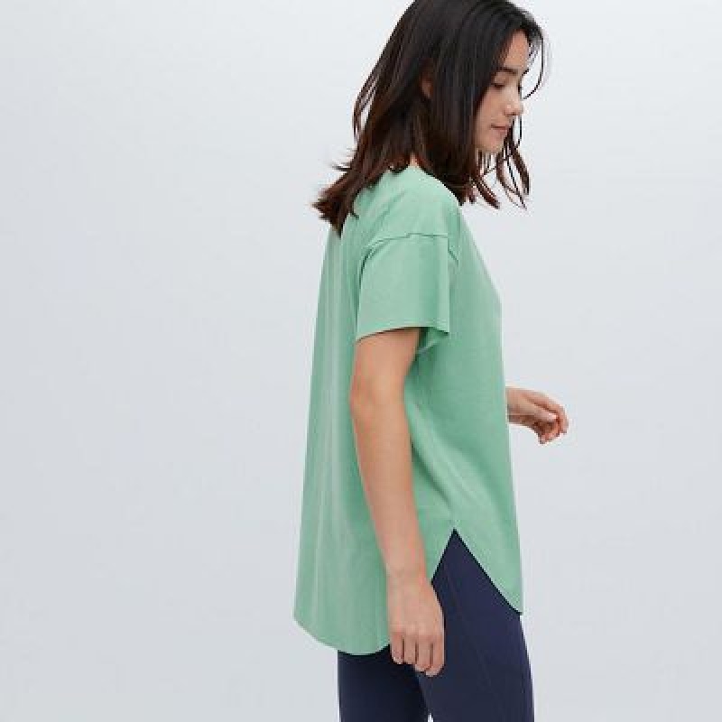 Camiseta Uniqlo AIRism Seamless Boat Neck Short-Sleeve Long Mujer Blancas | 219836_PE