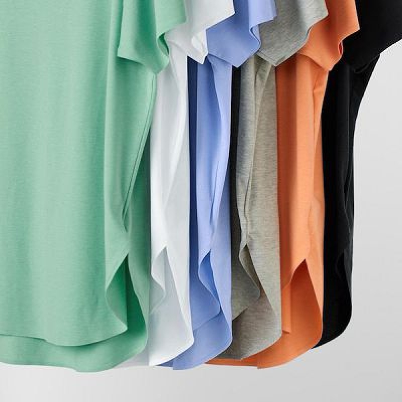 Camiseta Uniqlo AIRism Seamless Boat Neck Short-Sleeve Long Mujer Blancas | 219836_PE