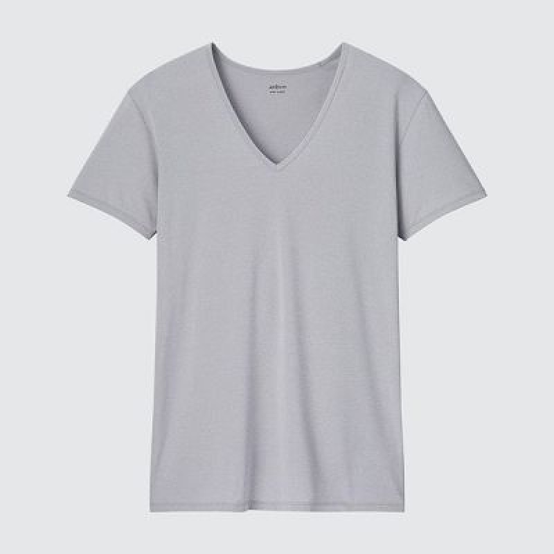 Camiseta Uniqlo AIRism V-Neck Short-Sleeve Hombre Negras | 802713_PE