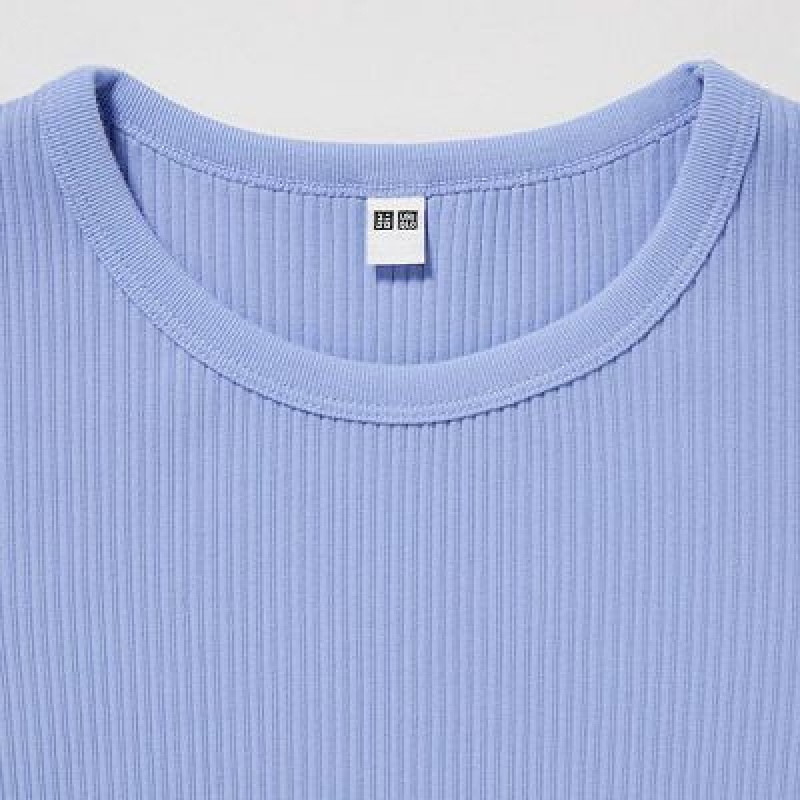 Camiseta Uniqlo Acanalado Crew Neck Short-Sleeve Cropped Mujer Naranjas | 409267_PE