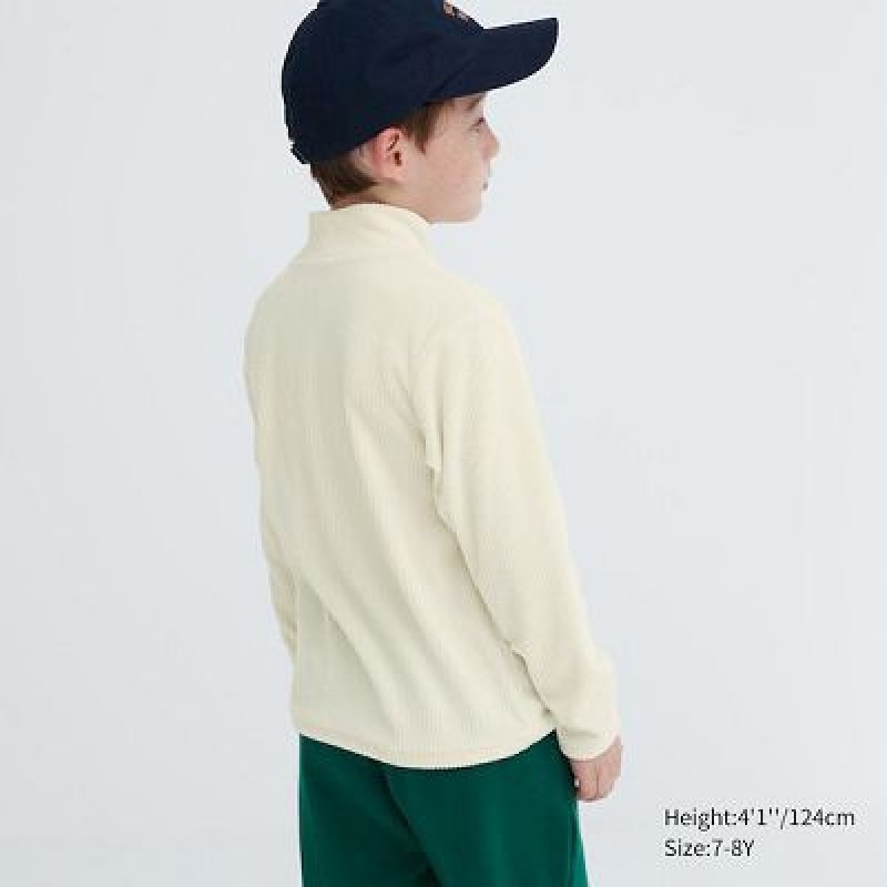 Camiseta Uniqlo Acanalado High Neck Long-Sleeve Niños Blancas | 564710_PE