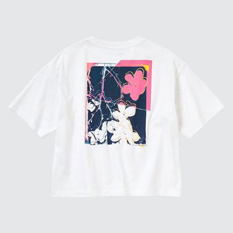 Camiseta Uniqlo Andy Warhol Flowers Colección UT Mujer Blancas | 85742_PE