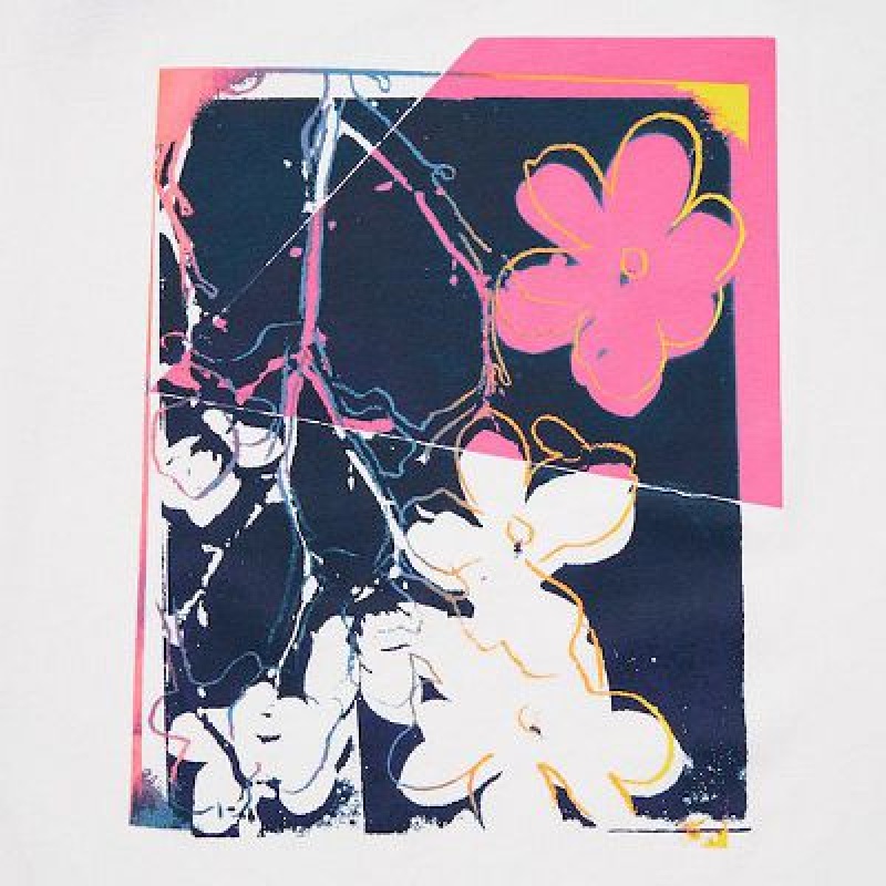 Camiseta Uniqlo Andy Warhol Flowers Colección UT Mujer Blancas | 85742_PE