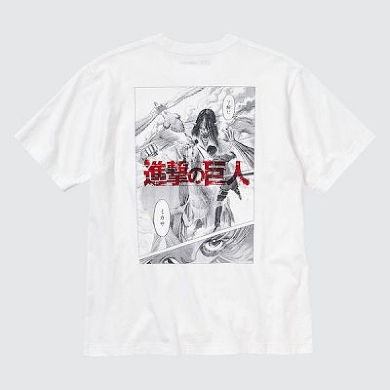 Camiseta Uniqlo Attack on Titan UT Hombre Blancas | 586741_PE