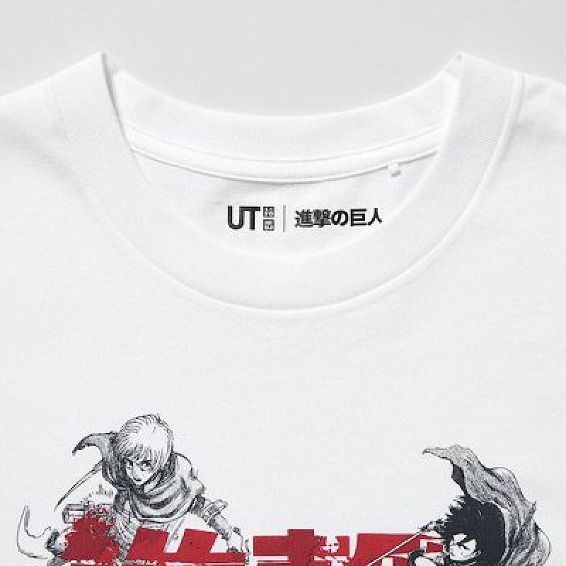 Camiseta Uniqlo Attack on Titan UT Hombre Blancas | 28941_PE