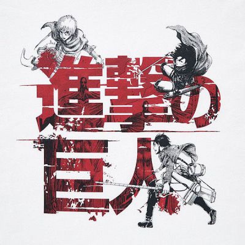 Camiseta Uniqlo Attack on Titan UT Hombre Blancas | 28941_PE