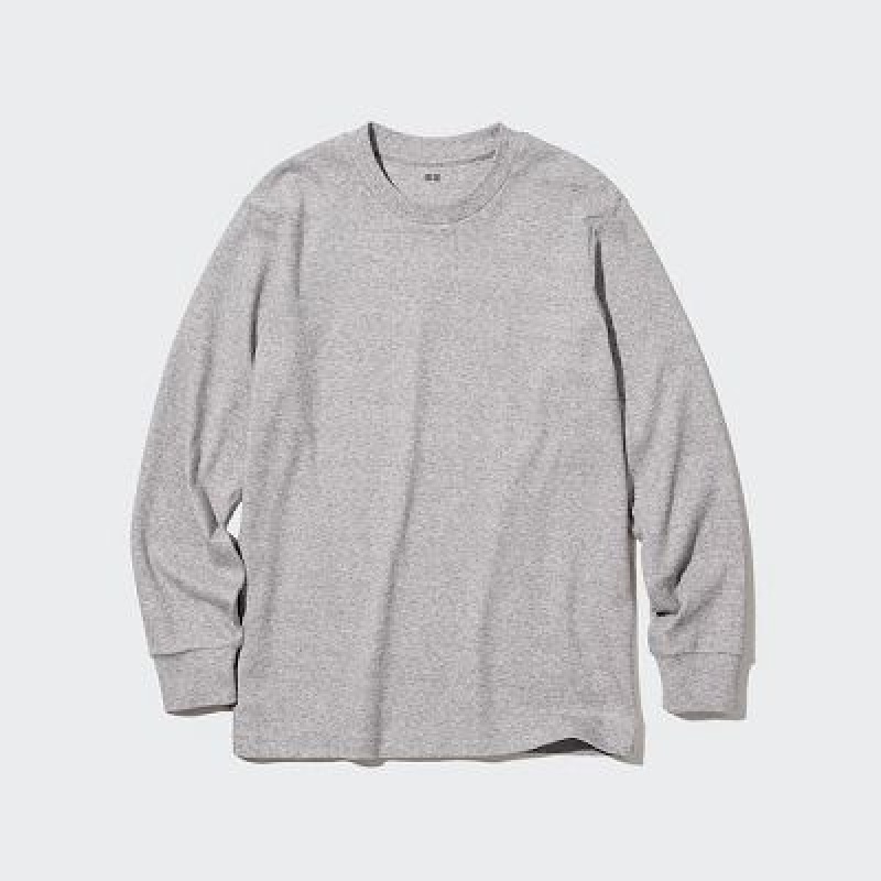 Camiseta Uniqlo Brushed Cotton Crew Neck Long-Sleeve Hombre Blancas | 690341_PE