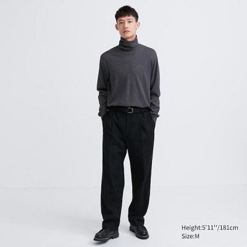 Camiseta Uniqlo Brushed Cotton Turtleneck Long-Sleeve Hombre Negras | 364109_PE