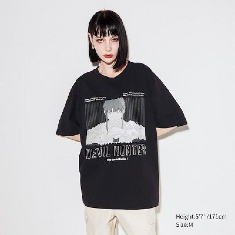 Camiseta Uniqlo Chainsaw Man × Kosuke Kawamura UT Hombre Negras | 350412_PE