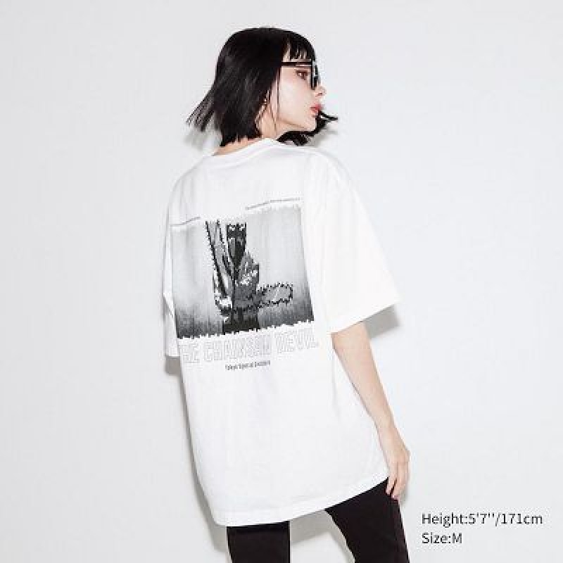 Camiseta Uniqlo Chainsaw Man × Kosuke Kawamura UT Hombre Blancas | 256138_PE