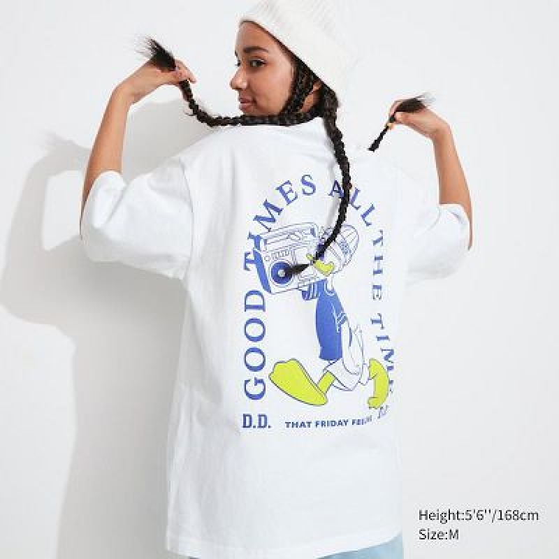 Camiseta Uniqlo Disney Good Vibes UT Hombre Blancas | 270619_PE