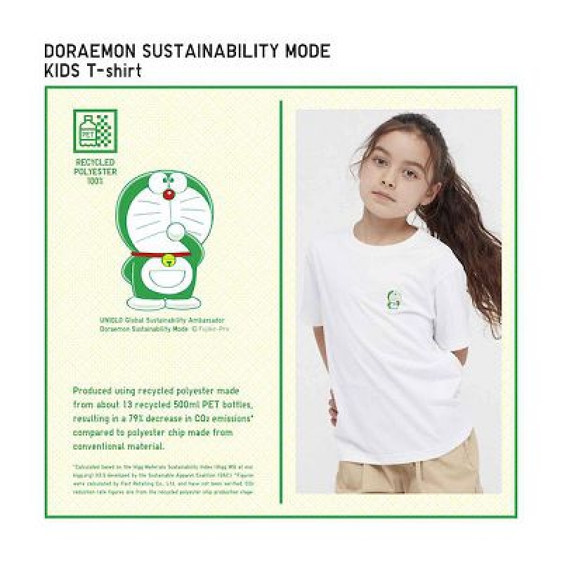 Camiseta Uniqlo Doraemon Sustainability Mode Short-Sleeve Crew Neck Niños Blancas | 829630_PE