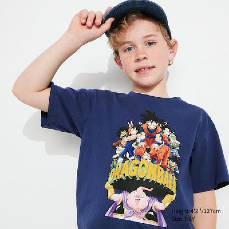 Camiseta Uniqlo Dragon Ball UT Niños Azules | 31452_PE