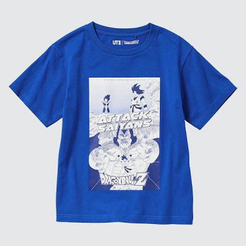 Camiseta Uniqlo Dragon Ball UT Niños Azules | 82617_PE