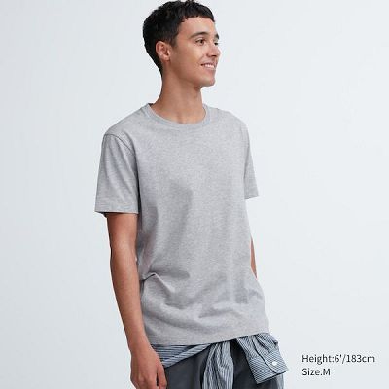 Camiseta Uniqlo Dry Crew Neck Short-Sleeve Color Mujer Gris | 65731_PE