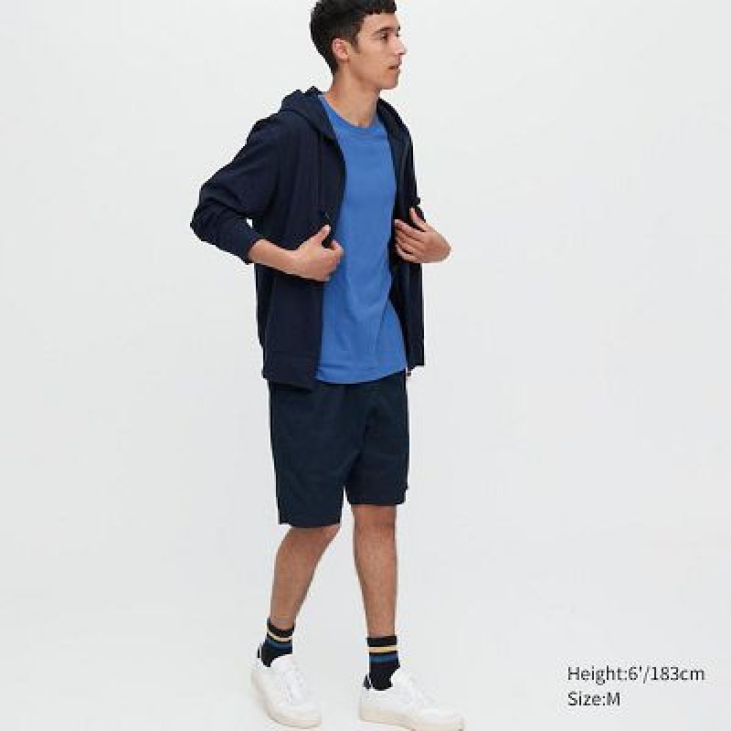 Camiseta Uniqlo Dry Crew Neck Short-Sleeve Color Hombre Azul Marino | 908132_PE