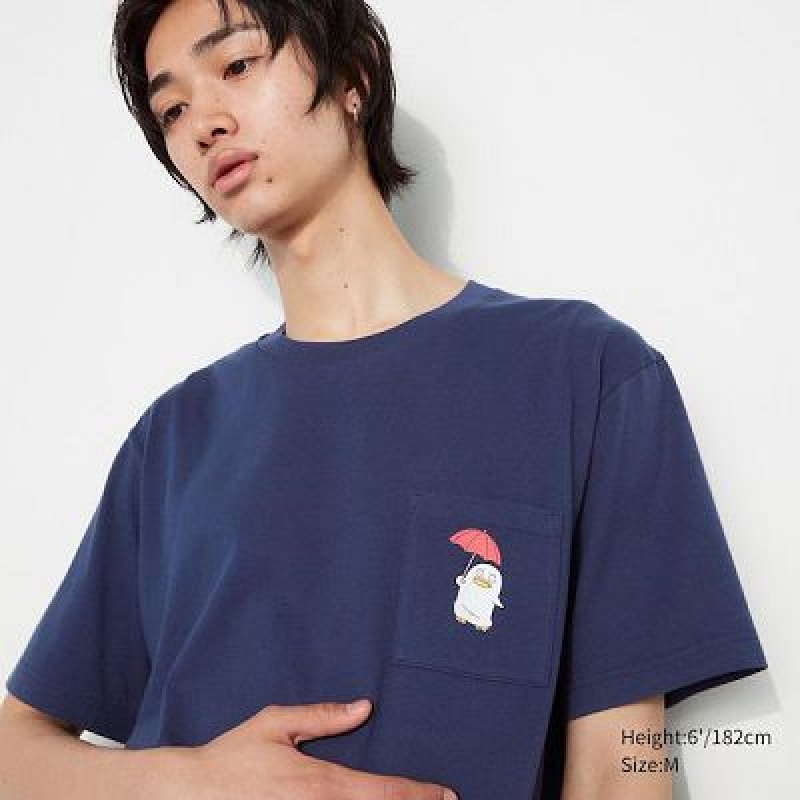 Camiseta Uniqlo Gintama UT Hombre Azul Marino | 693051_PE