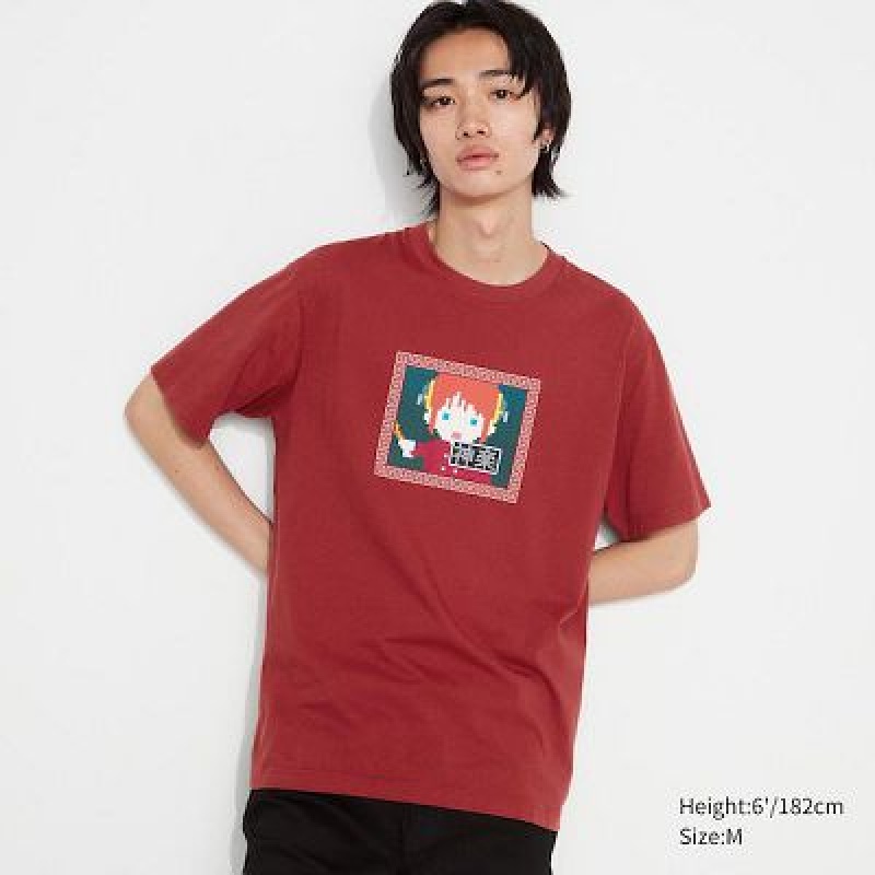 Camiseta Uniqlo Gintama UT Hombre Rojas | 312457_PE