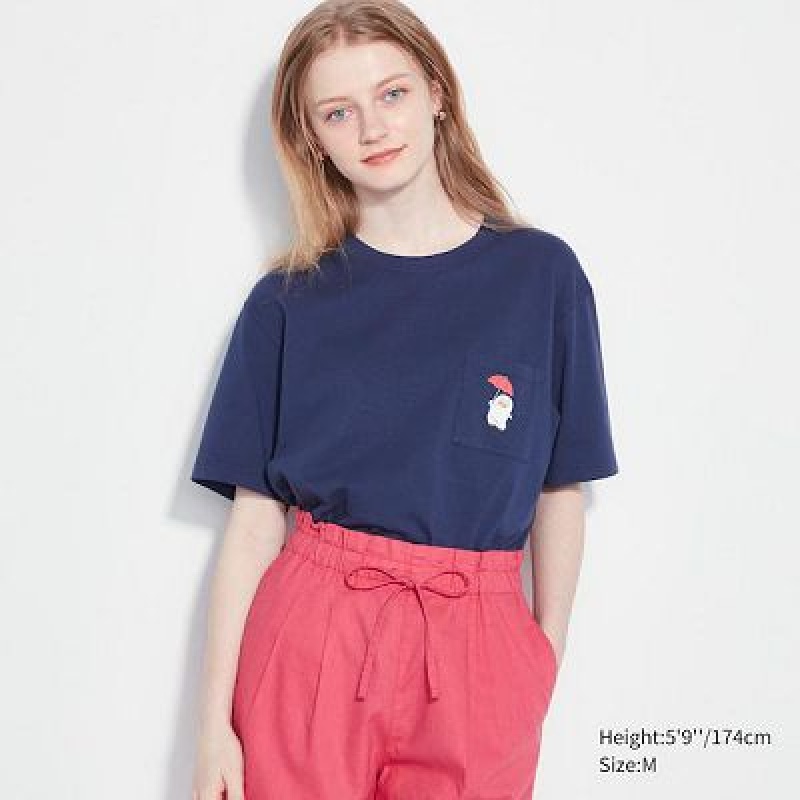 Camiseta Uniqlo Gintama UT Mujer Azul Marino | 329456_PE