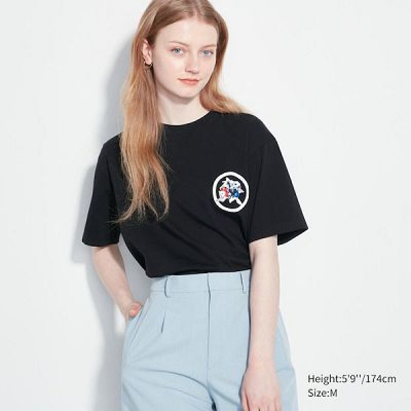 Camiseta Uniqlo Gintama UT Mujer Negras | 857312_PE