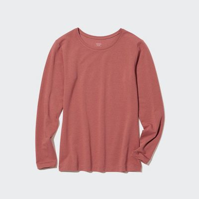 Camiseta Uniqlo HEATTECH Cotton Crew Neck Long-Sleeve Mujer Blancas | 379102_PE