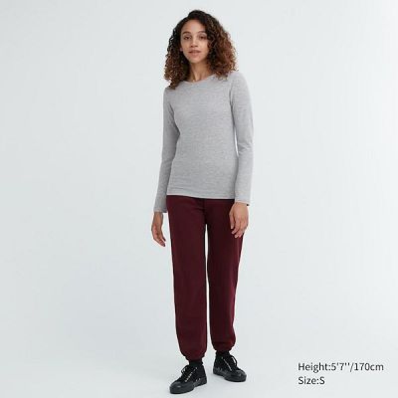 Camiseta Uniqlo HEATTECH Cotton Crew Neck Long-Sleeve Mujer Blancas | 546198_PE