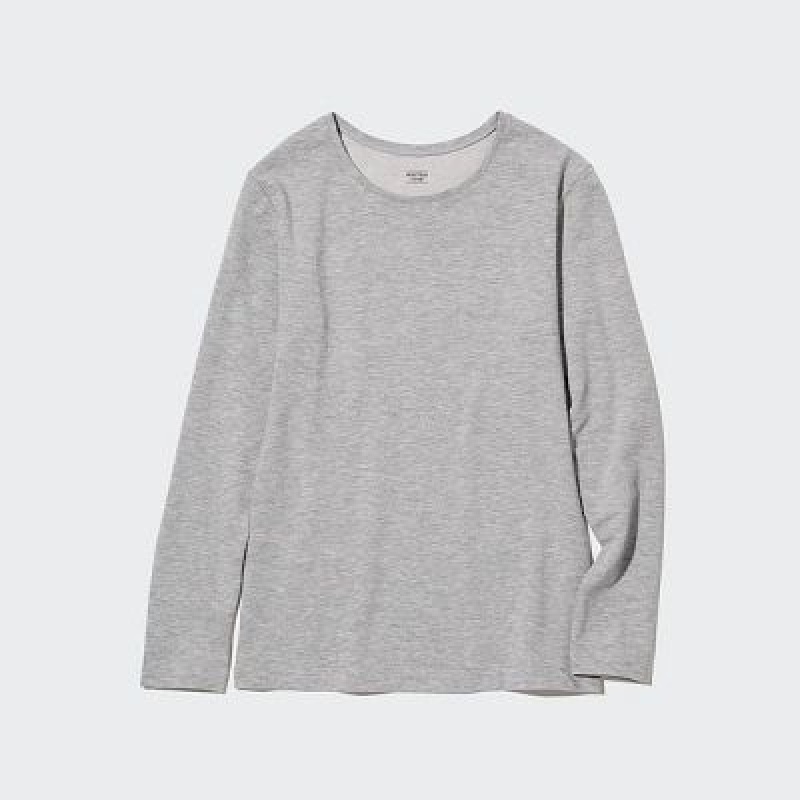 Camiseta Uniqlo HEATTECH Cotton Crew Neck Long-Sleeve Mujer Blancas | 546198_PE