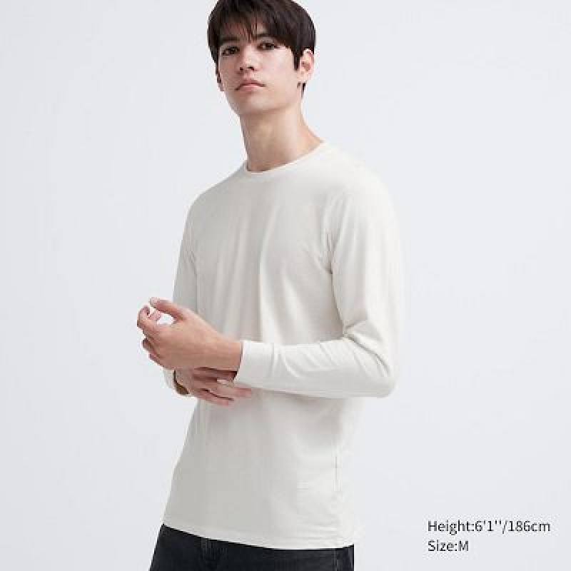 Camiseta Uniqlo HEATTECH Cotton Crew Neck Hombre Blancas | 853240_PE