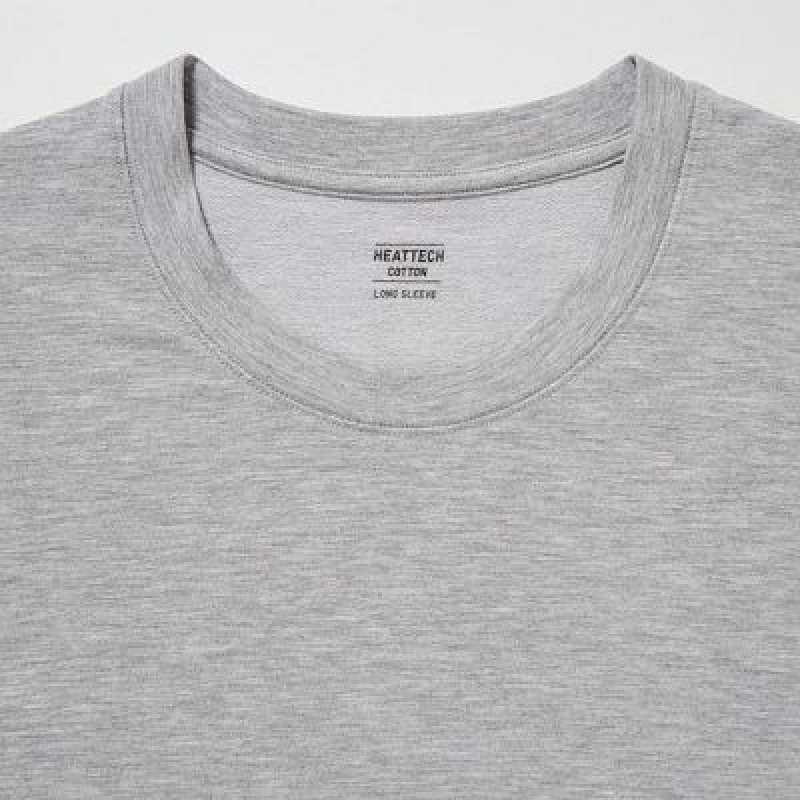 Camiseta Uniqlo HEATTECH Cotton Crew Neck Hombre Gris | 372094_PE