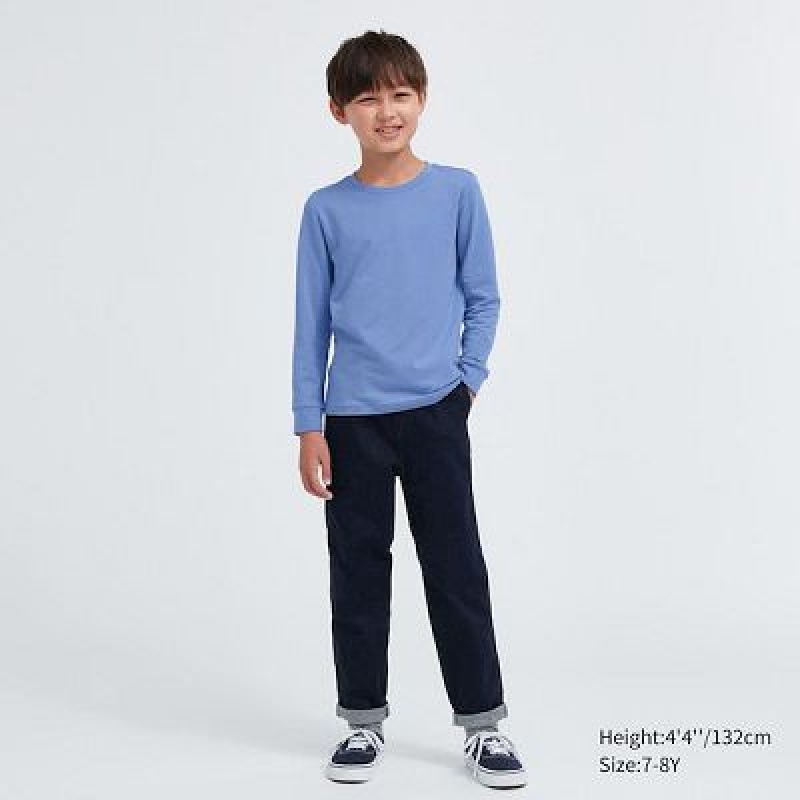 Camiseta Uniqlo HEATTECH Cotton Crew Neck Long-Sleeve Niños Blancas | 285167_PE