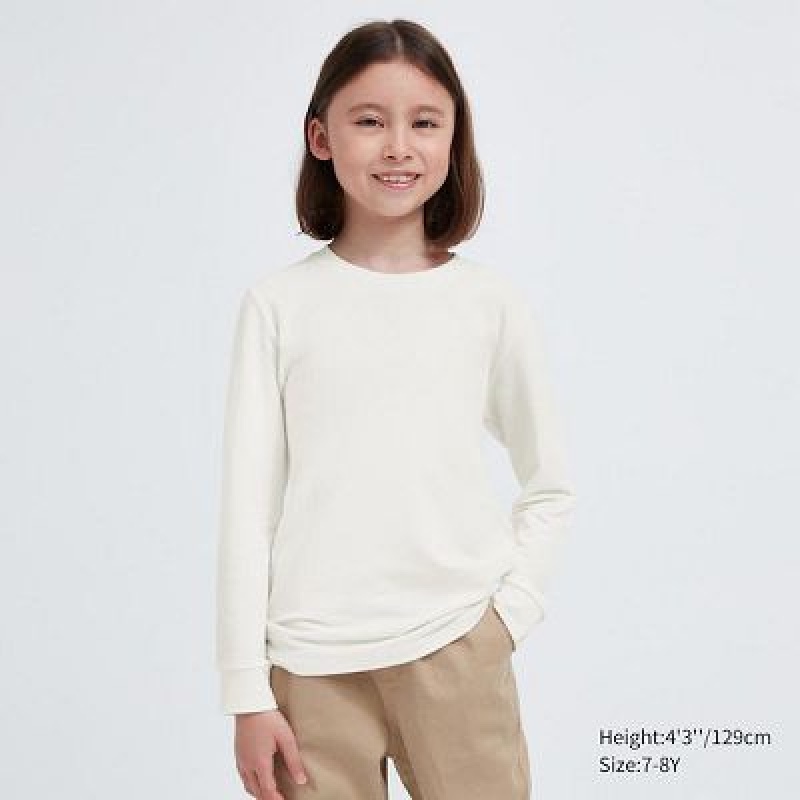 Camiseta Uniqlo HEATTECH Cotton Crew Neck Long-Sleeve Niños Blancas | 285167_PE