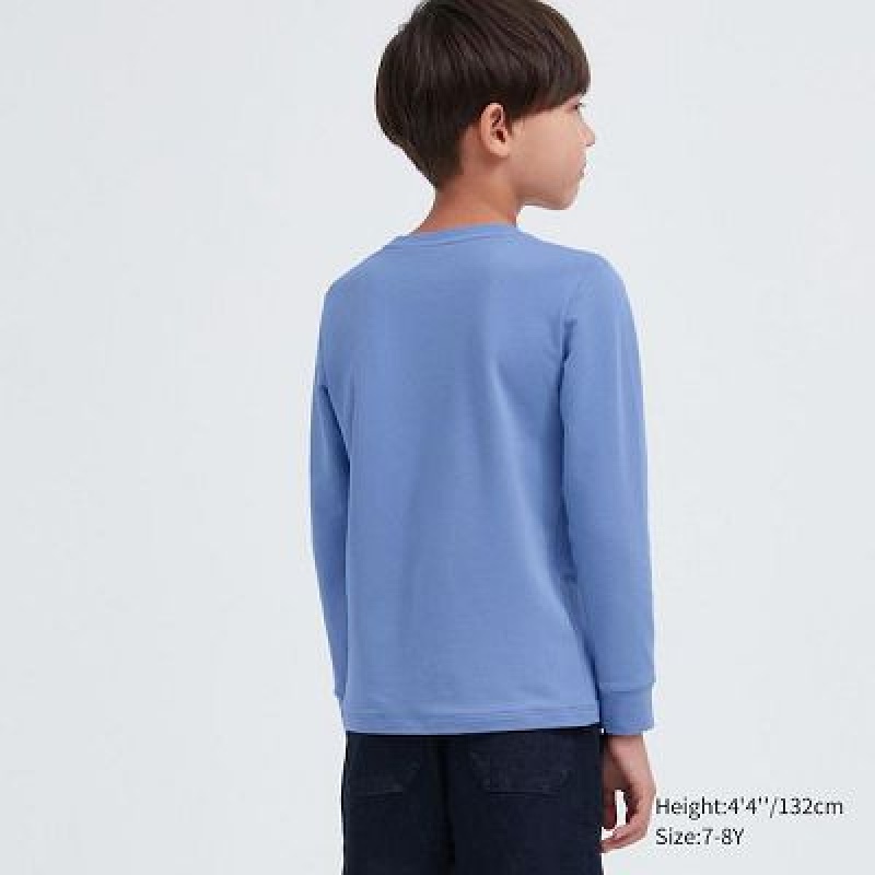 Camiseta Uniqlo HEATTECH Cotton Crew Neck Long-Sleeve Niños Gris | 286193_PE