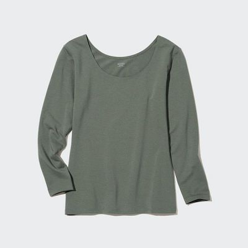 Camiseta Uniqlo HEATTECH Cotton Scoop Neck Long-Sleeve Mujer Blancas | 325417_PE