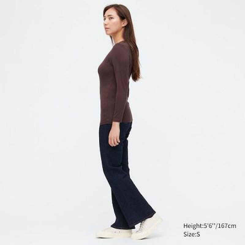 Camiseta Uniqlo HEATTECH Crew Neck Long-Sleeve Mujer Blancas | 251678_PE