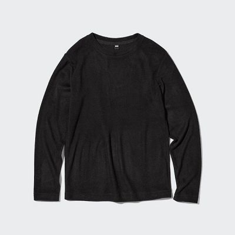 Camiseta Uniqlo HEATTECH Crew Neck Long-Sleeve Mujer Negras | 705392_PE