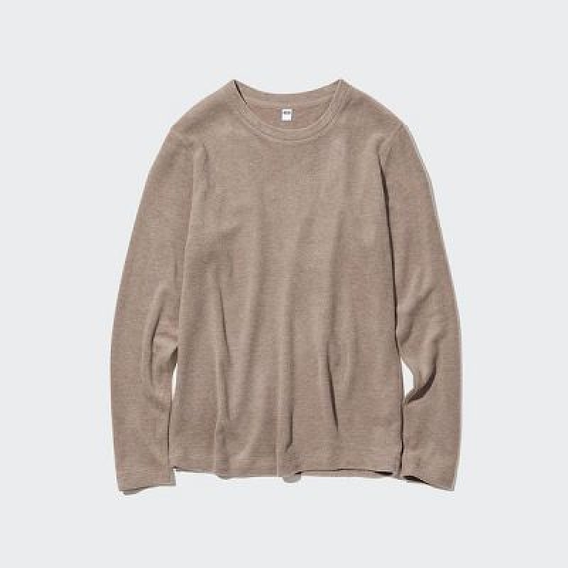 Camiseta Uniqlo HEATTECH Crew Neck Long-Sleeve Mujer Blancas | 520617_PE