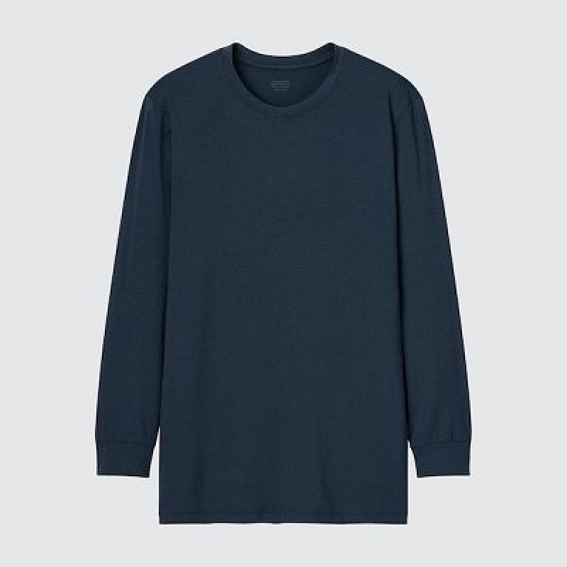 Camiseta Uniqlo HEATTECH Crew Neck Long-Sleeve Hombre Gris | 615238_PE