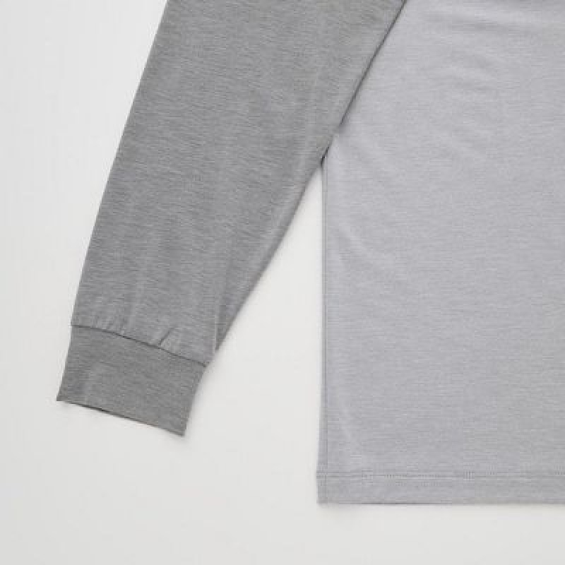 Camiseta Uniqlo HEATTECH Crew Neck Long Sleeve Hombre Gris | 403872_PE