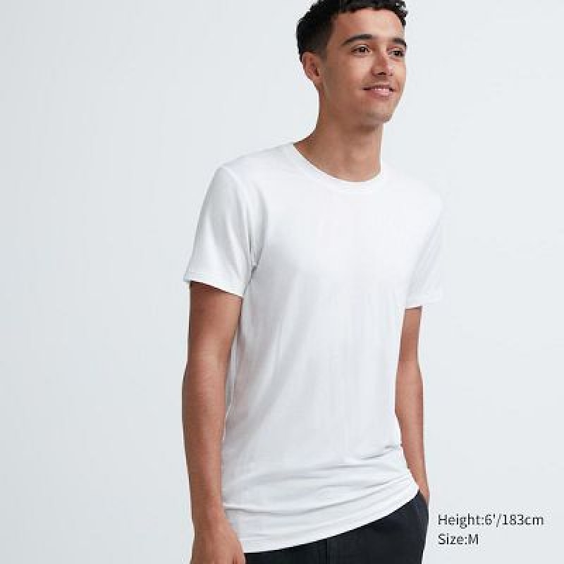 Camiseta Uniqlo HEATTECH Crew Neck Short-Sleeve Hombre Blancas | 903285_PE