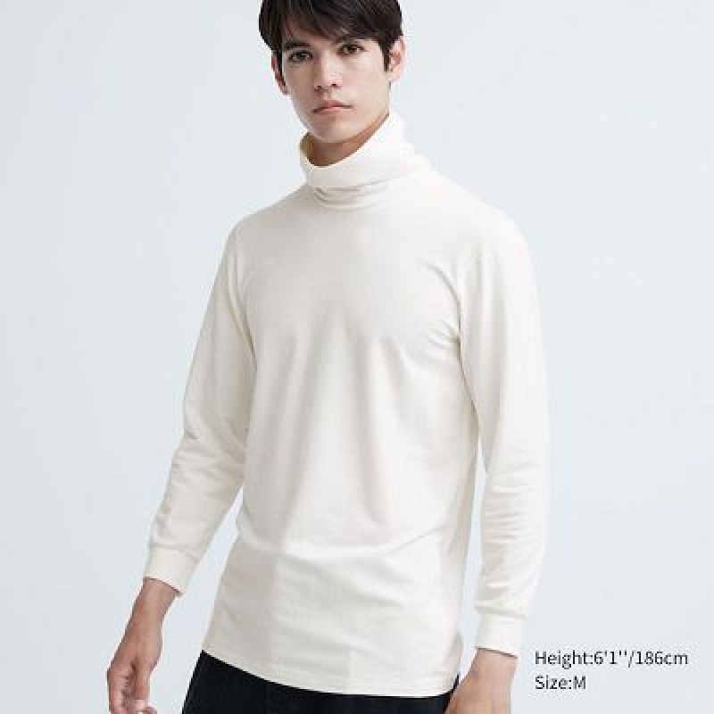 Camiseta Uniqlo HEATTECH Extra Warm Cotton Turtleneck Hombre Blancas | 194570_PE