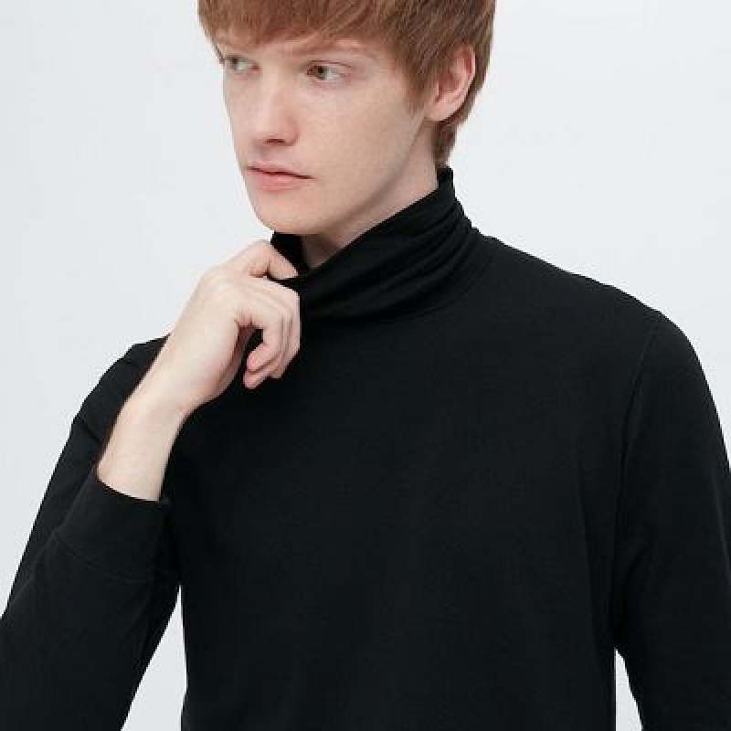 Camiseta Uniqlo HEATTECH Extra Warm Cotton Turtleneck Hombre Negras | 189753_PE