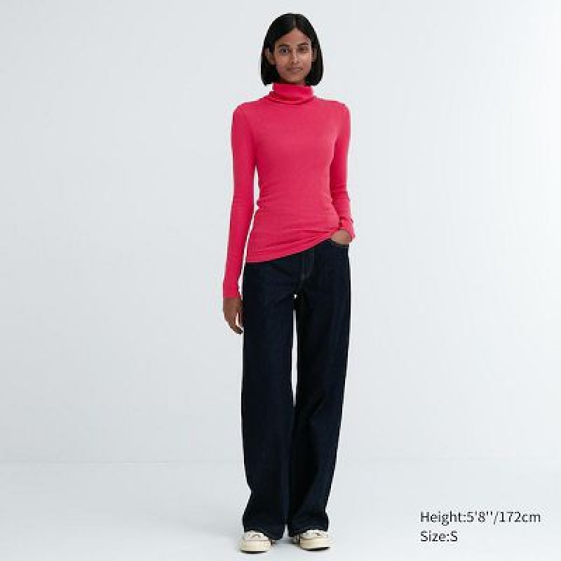 Camiseta Uniqlo HEATTECH Extra Warm Seamless Acanalado Turtleneck Long-Sleeve Mujer Blancas | 370481_PE