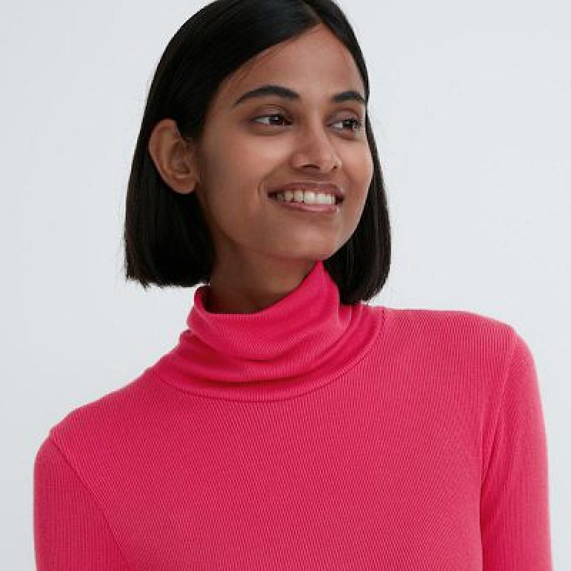 Camiseta Uniqlo HEATTECH Extra Warm Seamless Acanalado Turtleneck Long-Sleeve Mujer Blancas | 370481_PE