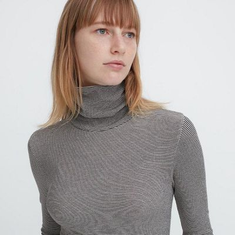 Camiseta Uniqlo HEATTECH Extra Warm Seamless Turtleneck Mujer Gris | 476025_PE