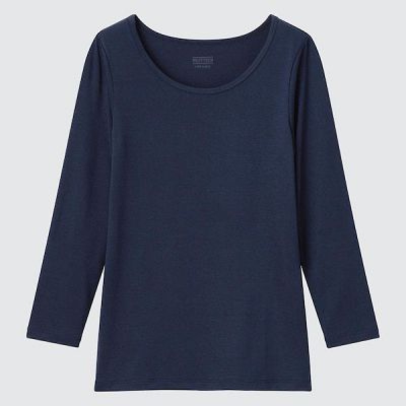 Camiseta Uniqlo HEATTECH Scoop Neck Long-Sleeve Niños Blancas | 675821_PE