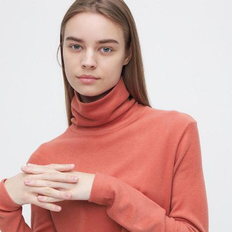 Camiseta Uniqlo HEATTECH Turtleneck Long-Sleeve Mujer Rojas | 196254_PE