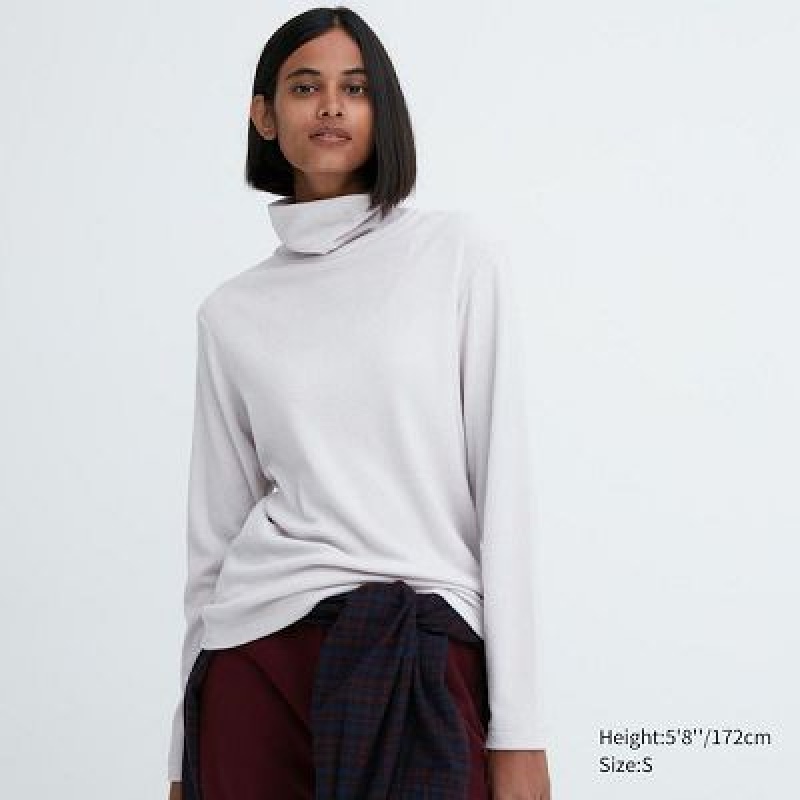 Camiseta Uniqlo HEATTECH Turtleneck Long-Sleeve Mujer Gris | 798642_PE