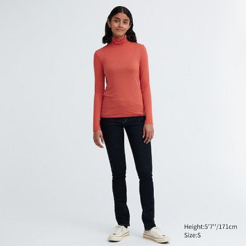 Camiseta Uniqlo HEATTECH Ultra Light Turtleneck Long-Sleeve Mujer Blancas | 380472_PE