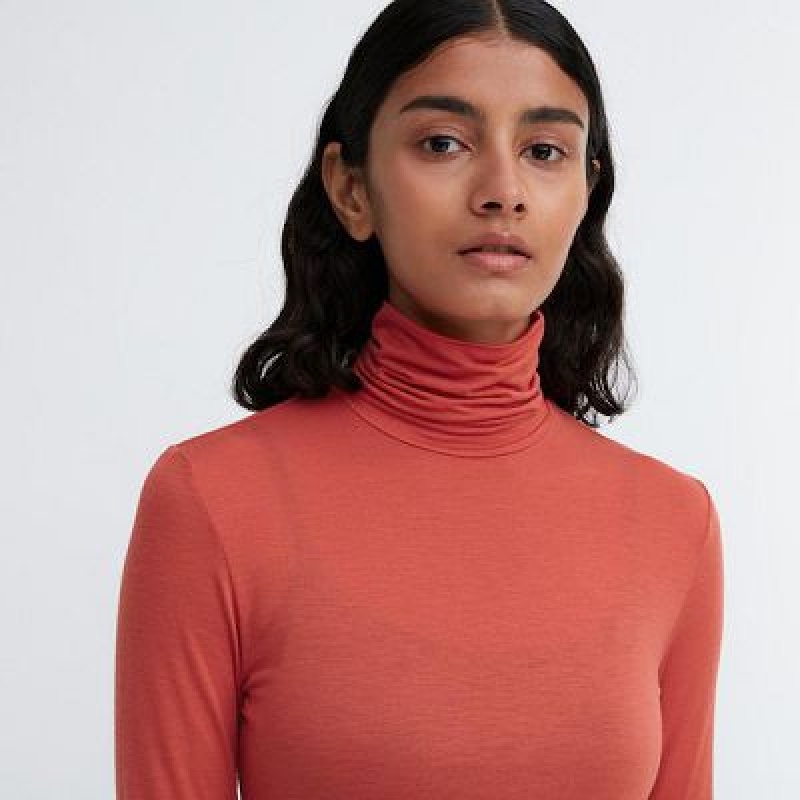 Camiseta Uniqlo HEATTECH Ultra Light Turtleneck Long-Sleeve Mujer Blancas | 380472_PE