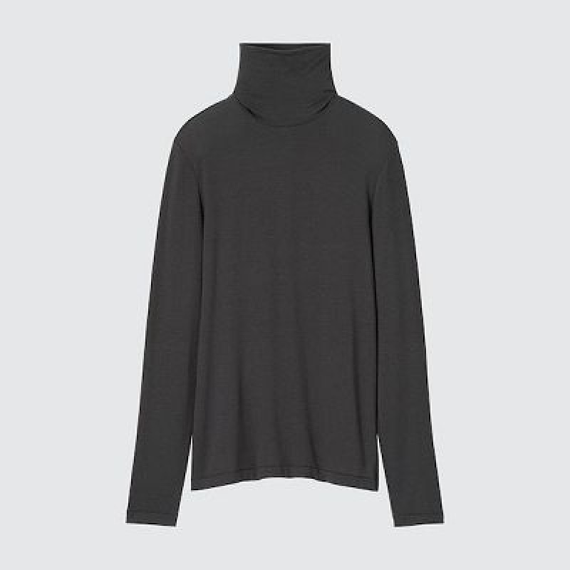 Camiseta Uniqlo HEATTECH Ultra Light Turtleneck Long-Sleeve Mujer Negras | 657348_PE